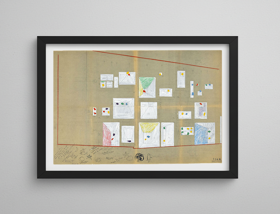 ロンシャンの礼拝堂 設計図面 額絵 - ル・コルビュジエの設計図面復刻版